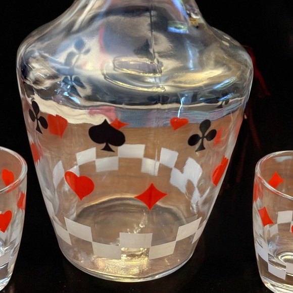 1950s/60s Luminarc French Liquor Decanter Set. Playing Card Motifs. - Picture 8 of 10